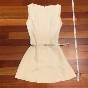 BCBG White mini dress with silver belt